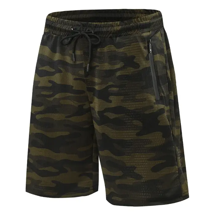 CamSolomon-Short de sport en maille à séchage rapide pour homme, pantalon respirant avec poche zippé