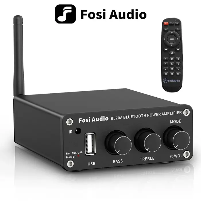 Fosi Audio-Amplificateur de Puissance Sonore Bluetooth TPA3116, 2,1 CH, 100W, Mini HiFi Classe D, Ba