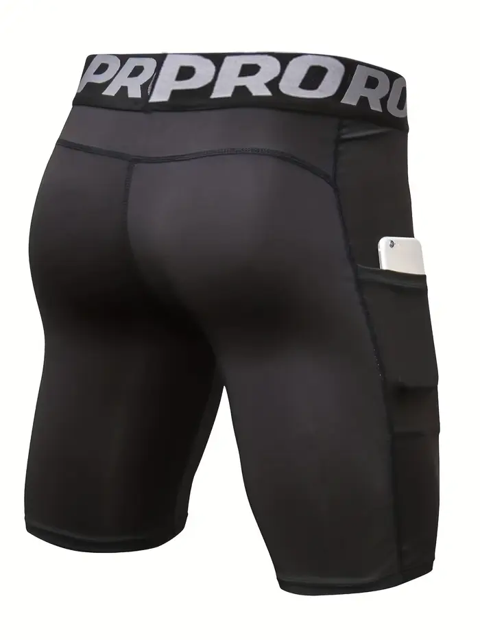 Lot de 3 shorts de compression hommes avec poche - Spandex course entraînement sportif