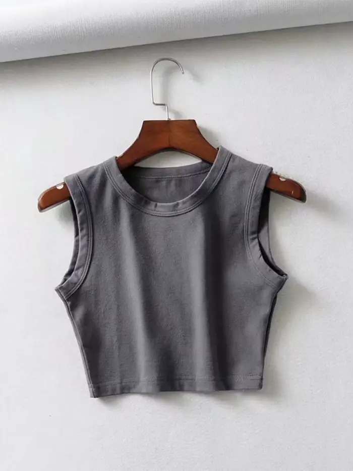 Top court sans manches pour femmes, vintage, blanc, motard, noir, punk, sexy, débardeur, coréen, str
