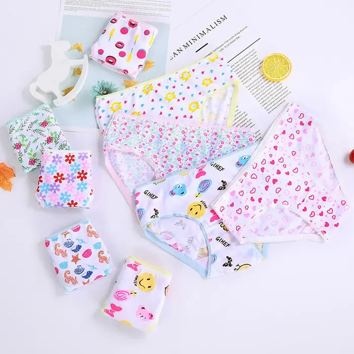 12 pièces/lot culottes en coton filles enfants slips courts sous-vêtements pour enfants enfant dessi
