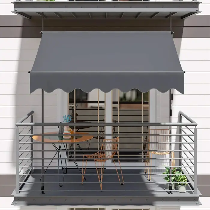 Auvent de balcon rétractable UV50 +, pince de protection solaire de jardin avec manivelle sans propo