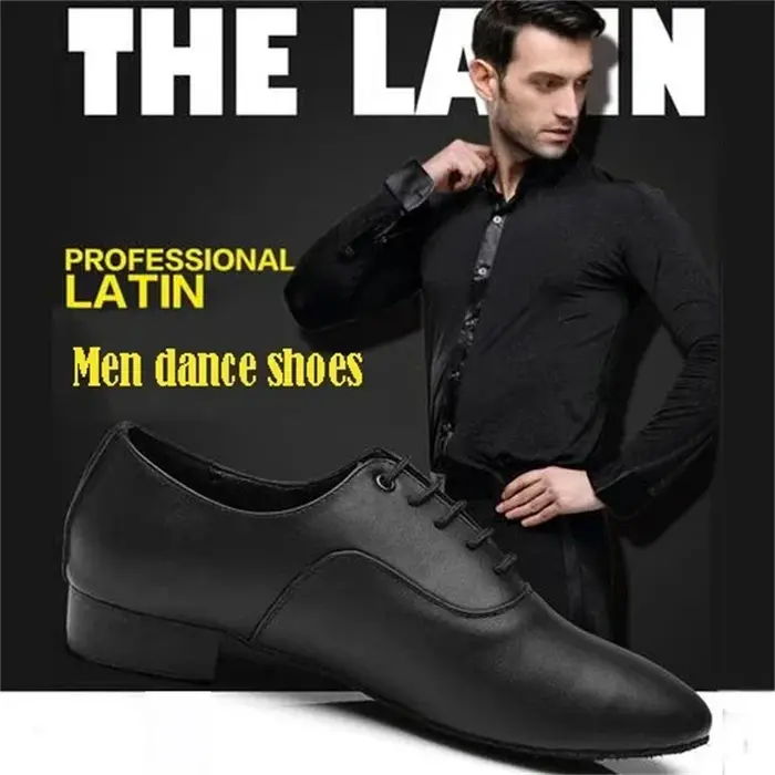 Chaussures de danse latine professionnelles pour hommes, noir et blanc, hauteur de talon bas 2.5cm, 