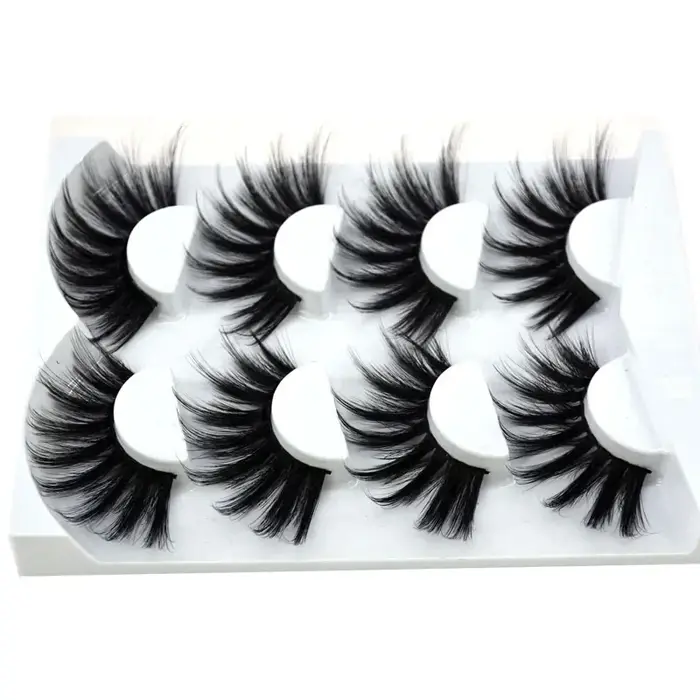 4 paires de cils de vison naturels 25mm cils faits à la main faux cils étendus