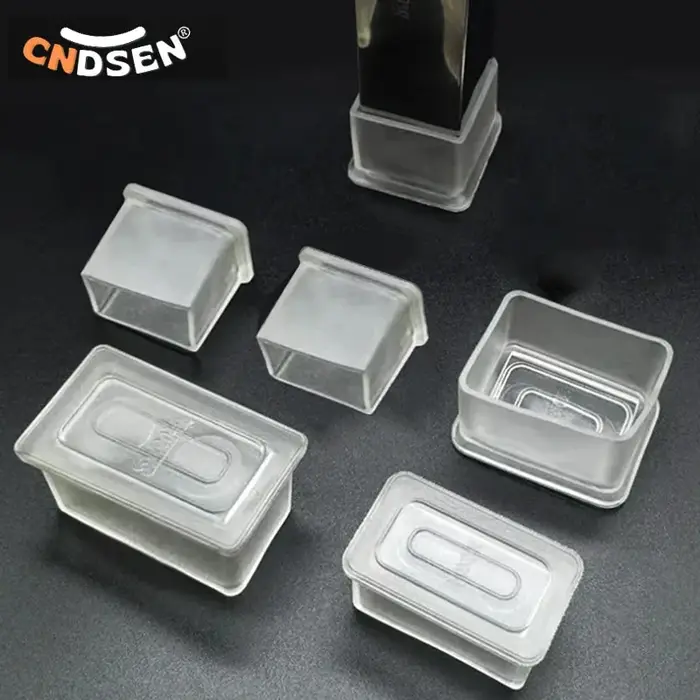 Capuchons de pieds de meubles carrés transparents, protecteurs de sol en bois contre les rayures, no