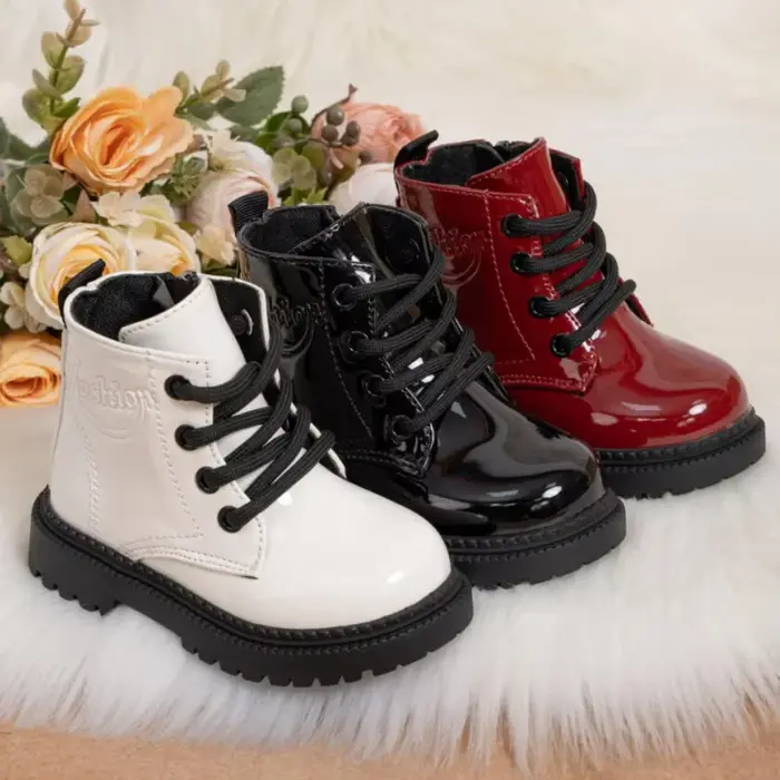 Chaussures d'automne et d'hiver pour enfants, bottes imperméables en cuir PU pour enfants, bottes ha