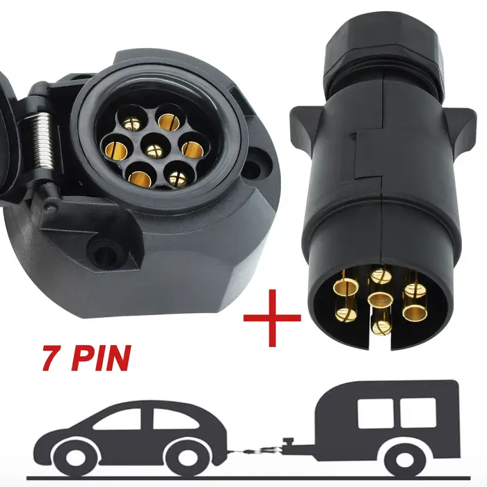 Prise de remorque européenne 7 broches 12V + adaptateur de connecteur électrique de barre de remorqu