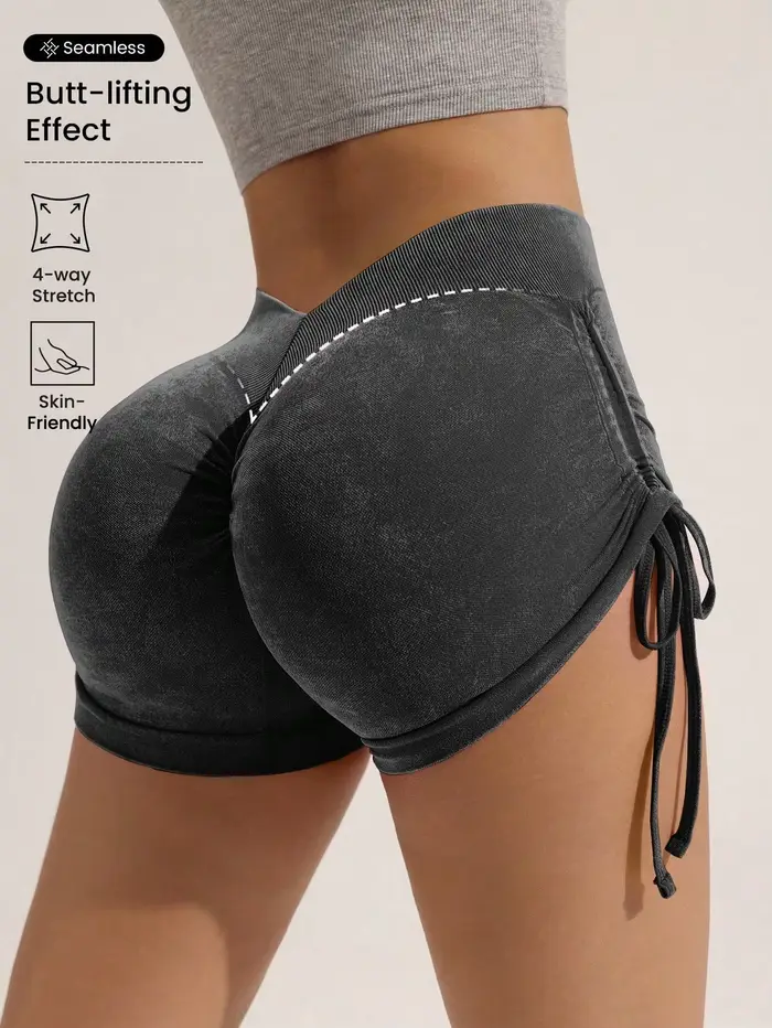 Short givré à cordon de serrage pour femmes, fesses rehaussantes pêche, cyclisme fitness, pantalons 