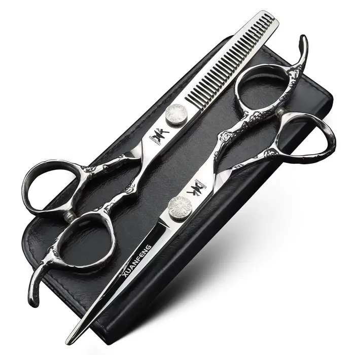 XUANFENG – ciseaux à cheveux miroir noir, 6 pouces, ciseaux de coupe et ciseaux amincissants pour ba
