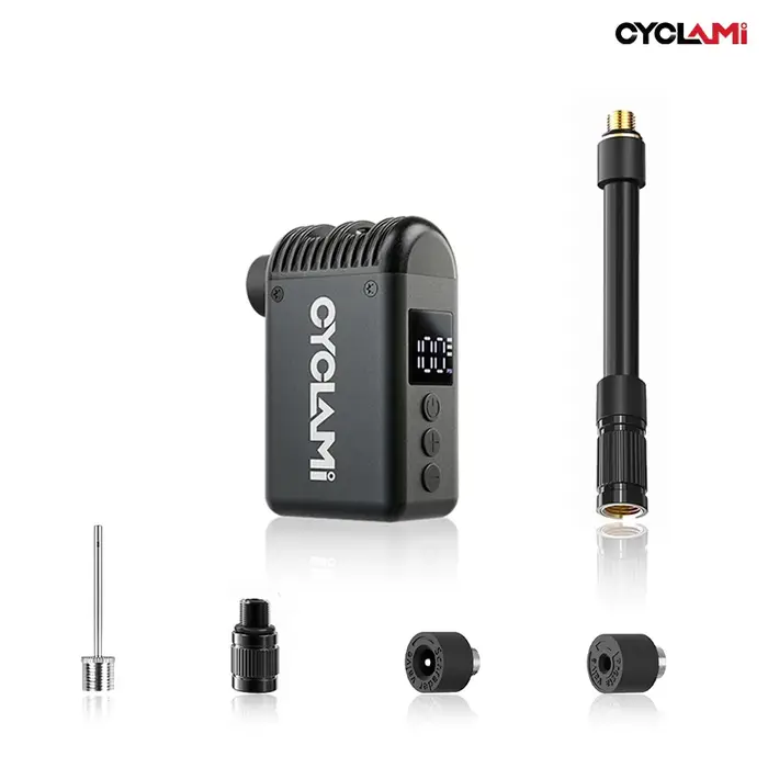 CYCLAMI Mini pompe à air électrique portable pour vélo de poche, valve Schrader Presta, compresseur rechargeable rapide pour pneus de route