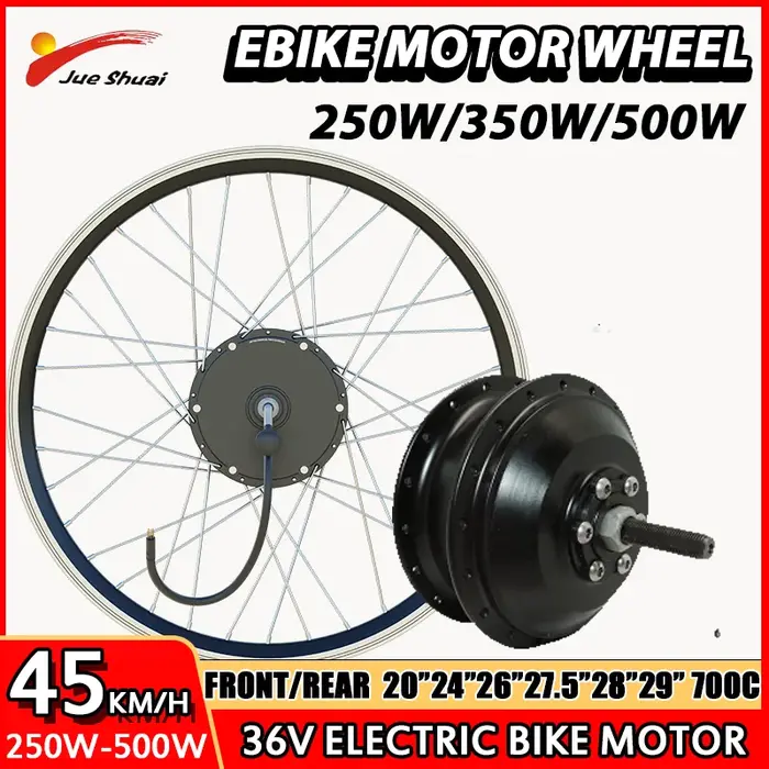 Moteur de roue de vélo électrique 36V 250W 350W 500W pour roues avant arrière 20 24 26 27.5 28 29 700C