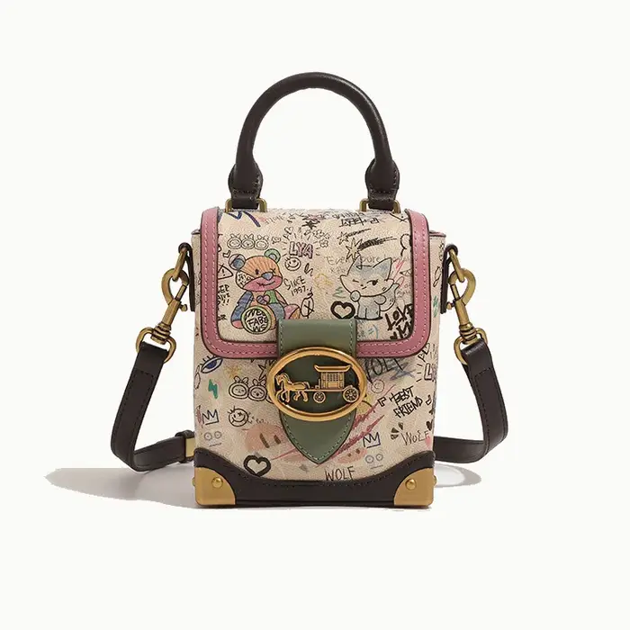 Nouvel Arrivage : Mini Sac Téléphone Ours Graffiti Cartoon – Sac Bandoulière Élégant pour Femme, Ten
