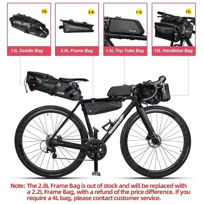 Bal inowalk-Ensemble de sacoches de vélo étanches, sac de guidon, sacoche de dégager, siège de vélo,