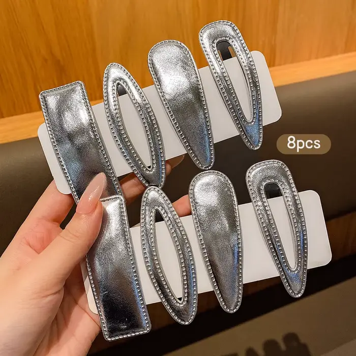 Clips BB en argent avec accessoires pour cheveux doux et élégants, adaptés à un usage quotidien, 8 p