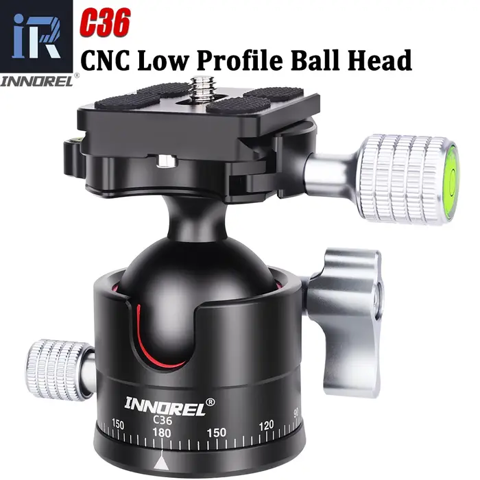 INNOREL C36 Rotule à profil bas 36 mm CNC Métal 360 °   Tête de trépied d'appareil photo panoramique