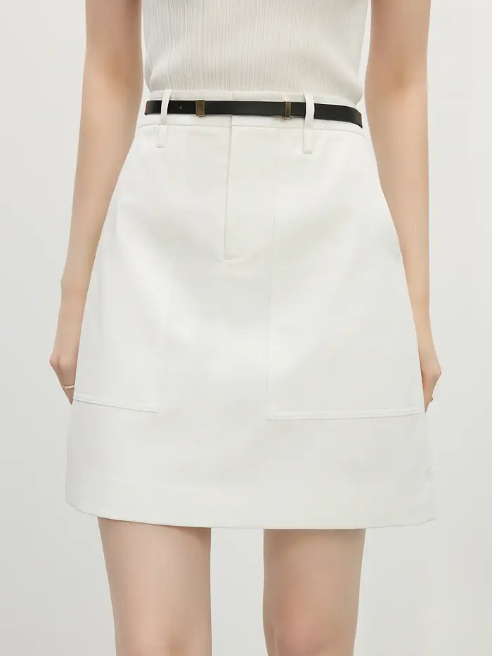 FSLE-Mini jupe blanche pour femme, 2 tours, simple, ligne A Piedmont, printemps, ceintures, 15.2% co