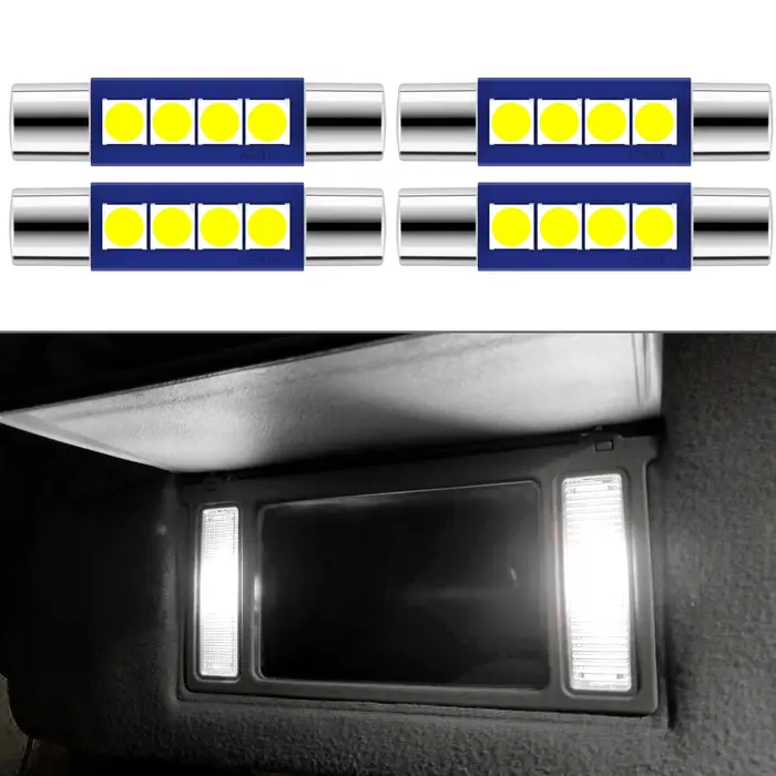 4 pièces 28mm 29mm LED 6614F 6612F 6615F Kit d'ampoules feston 6000K blanc pour 12V intérieur de voi