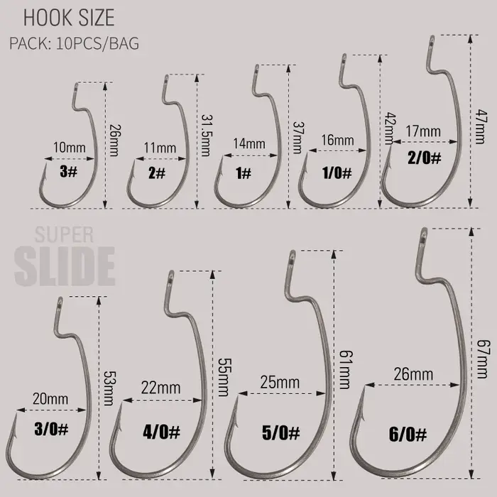 LUREBathroom LIC DeliSuper Slide Offset Hook, Worm Hook, Texas Rig, DstressShot, Acier inoxydable, W