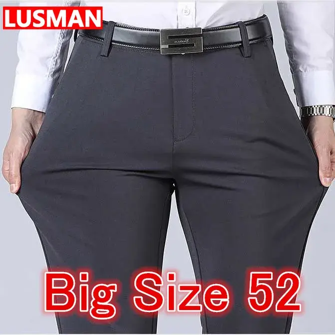 Pantalon d'affaires pour hommes, grande taille 52, taille élastique, pantalon de costume droit, pant