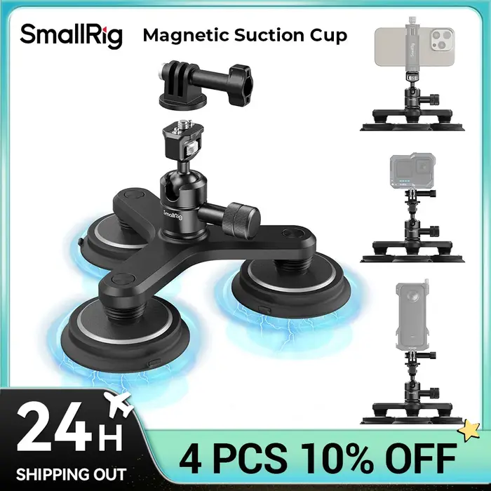SmallRig – Kit de Support de montage à ventouse magnétique Triple/Double/simple pour caméra d'action