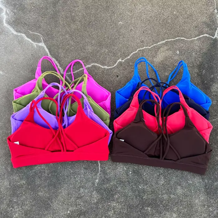Soutien-gorge de sport push-up femme bretelles croisées - Brassière fitness yoga respirante