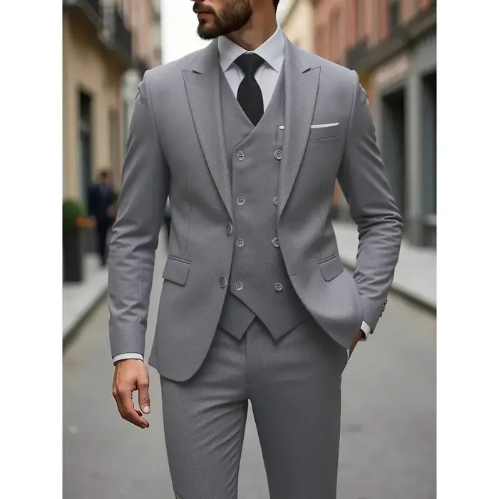 Costume de Mariage Quatre Saisons pour Homme Grande Taille, Style Coréen, Coupe Slim, Ensemble Trois