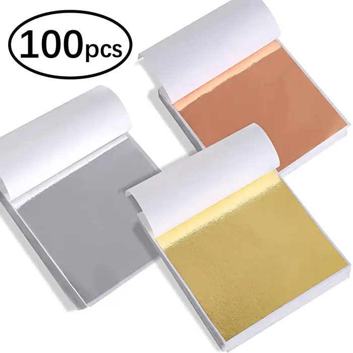 100 pièces Imitation or argent cuivre feuille papier bricolage résine bougie plâtre artisanat feuill
