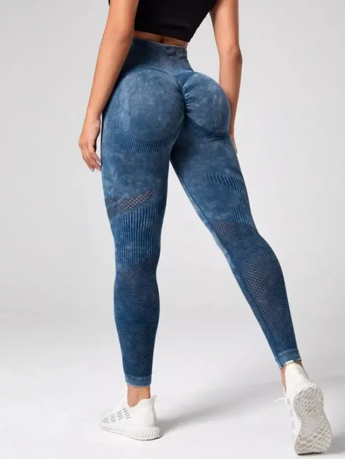 Leggings Yoga Femmes Taille Haute Sans Couture - Fitness Gym Collants Sport Élastiques Froissés Fesses