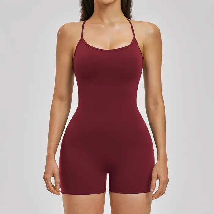 Combinaison Yoga Une Pièce Femme Avec Soutien-Gorge Intégré Pour Tenue Fitness Et Bien-Être Sportif