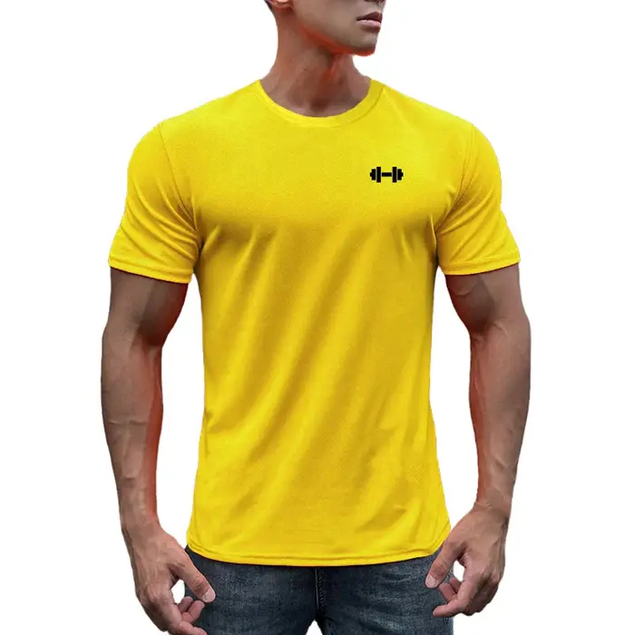 T-shirt à manches courtes et col rond pour homme, vêtement en maille, respirant, séchage rapide, coo
