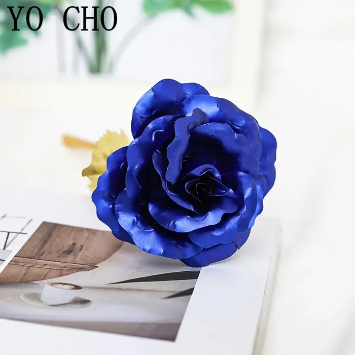 Rose éternelle galaxie colorée fleurs artificielles 24K feuille d'or fleur amour Base boîte évasée p