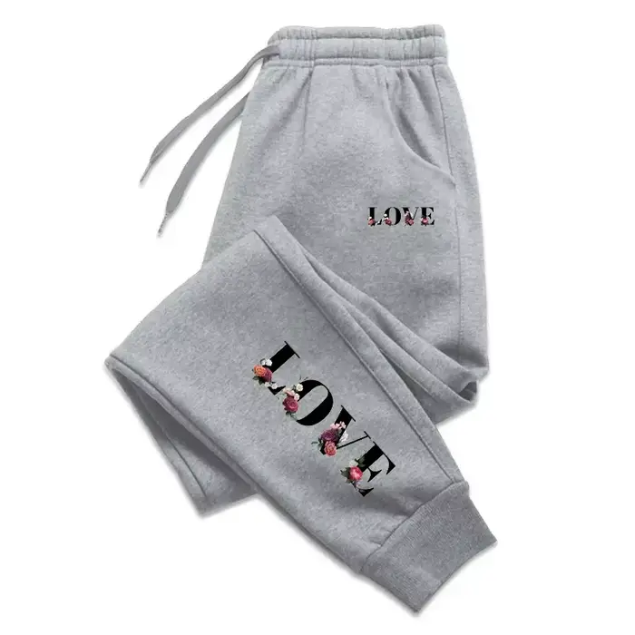 Pantalon de survêtement pour femmes design moderne imprimé lettre d'amour élégant pour sport et quotidien occasions spéciales décontracté et polyvalent