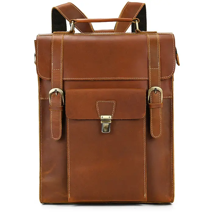 Sac à dos en cuir de cheval Elin pour hommes et femmes, sac d'école de créateur de luxe, mode vintag