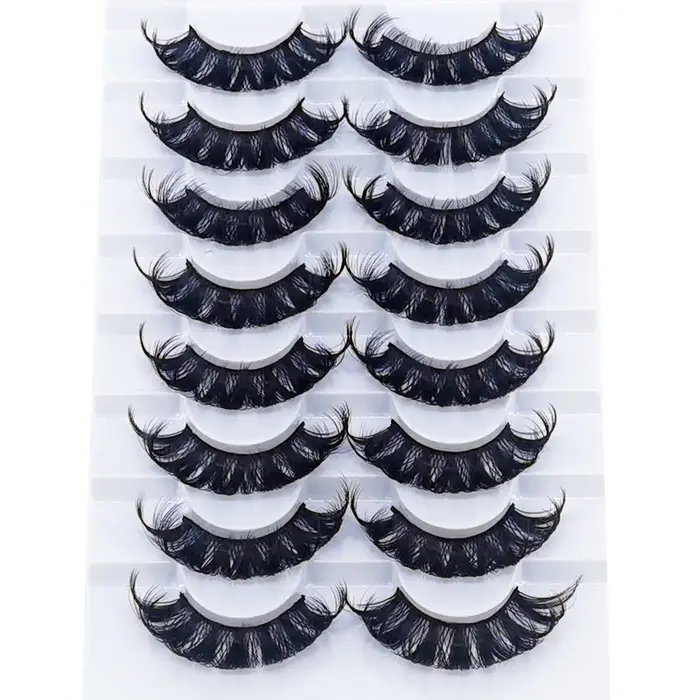 HBZGTLAD cils 8 paires DD curl bandes russes cils Faux vison maquillage cils 3D vison cils naturel F