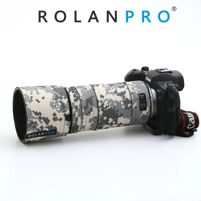 ROLANPRO manteau d'objectif étanche pour Canon RF 100-400mm F5.6-8 IS USM Camouflage housse de pluie