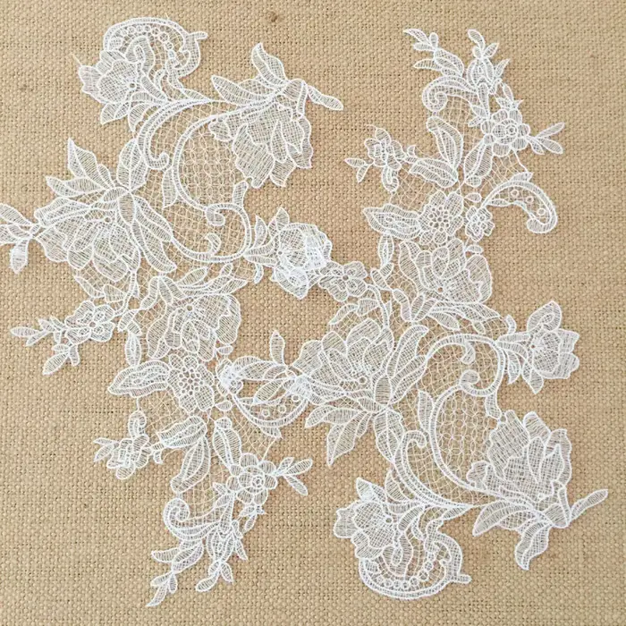 Patch en dentelle ajourée à fleurs blanches, 1 paire, accessoires de réparation de voile de vêtement