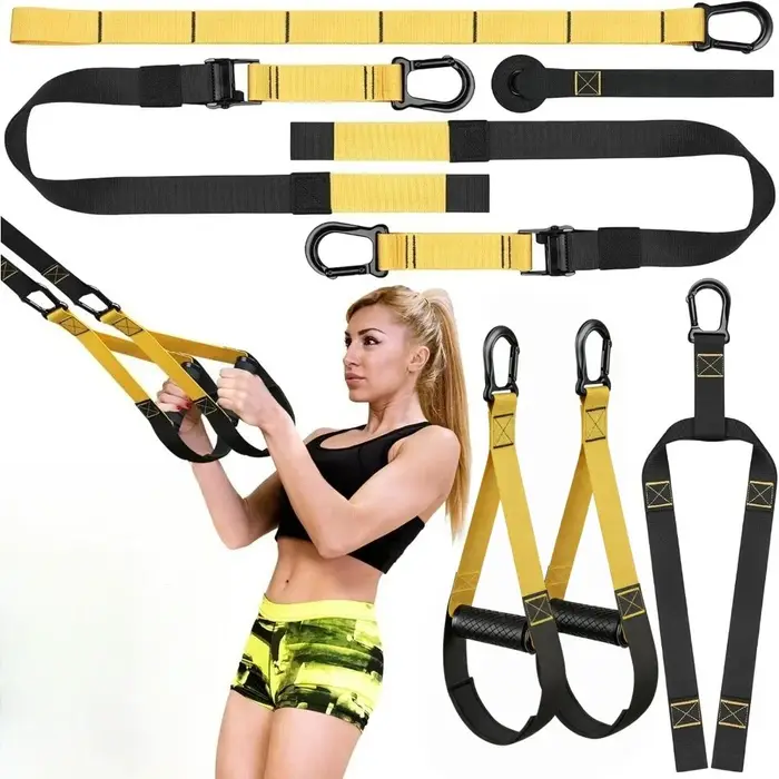 Kit d'entraînement de fitness à domicile avec bandes de résistance, poignées et ancre de porte pour 