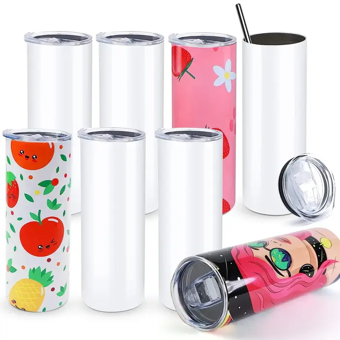 HTVRONT 8 pièces en acier inoxydable 20 OZ gobelets à Sublimation maigre droit gobelet à Sublimation