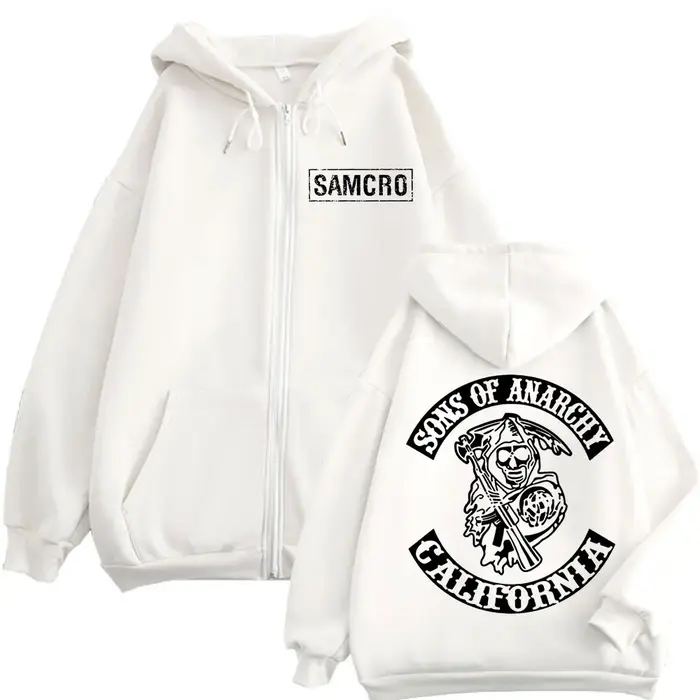 Sons of Anarchy – sweat à capuche avec fermeture éclair imprimée Double face pour hommes et femmes, 