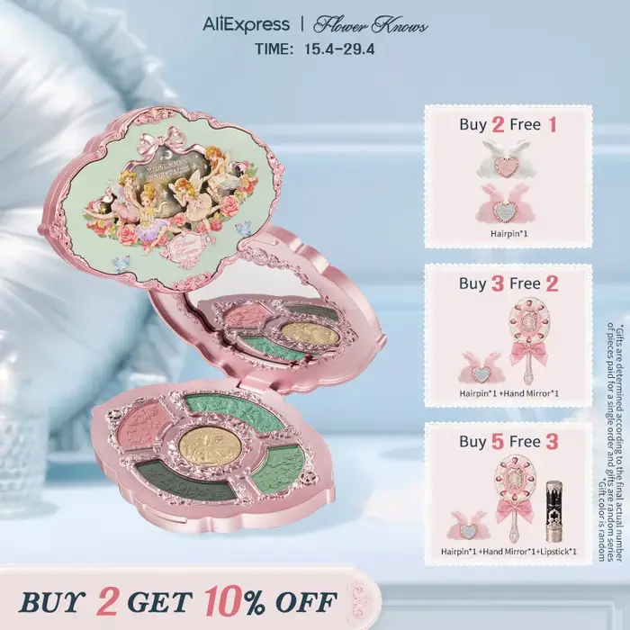 Palette de maquillage cinq couleurs en relief de la collection Flower Knows Midsummer Fairytales