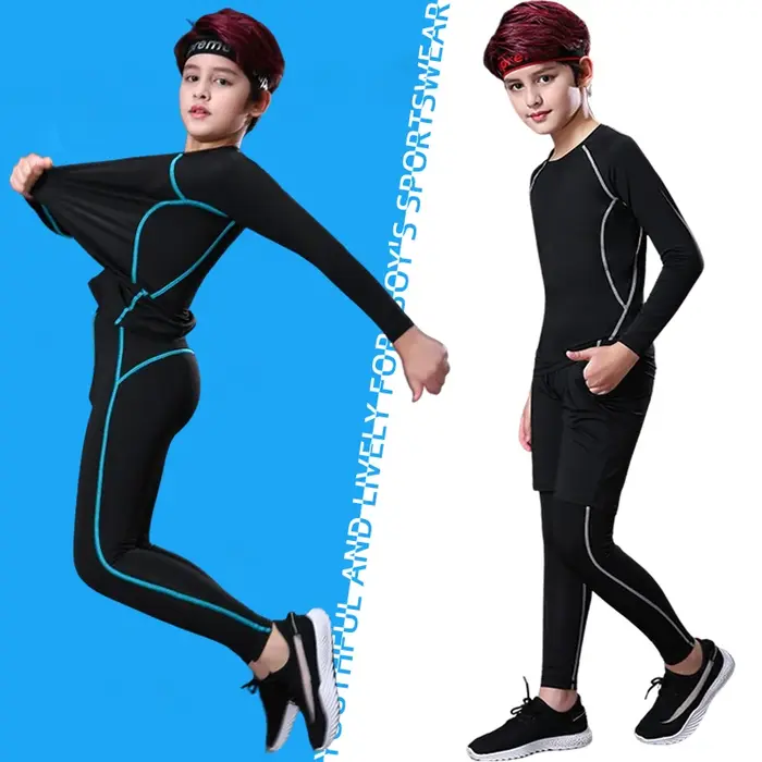 Survêtements de Fitness pour enfants, pantalons chauds pour jeunes, hauts, sous-vêtements serrés, vê