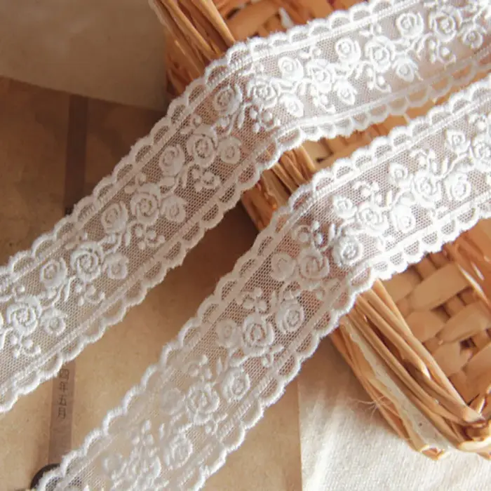 Ruban de fleurs 3D 35MM 1 mètre, tissu en dentelle artisanal, broderie à la main, accessoires pour c