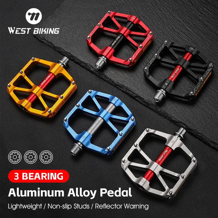 WEST BIKING-Pédales de vélo ultralégères CNC à 3 roulements, en alliage d'aluminium, pièces de cycli