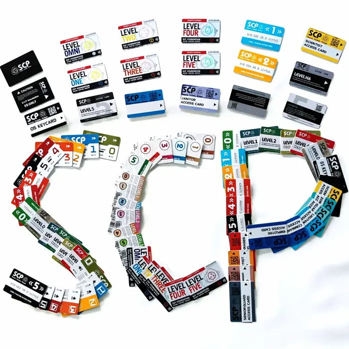 Patchs de carte rigide SCP en PVC avec texte clair imprimé, carte rigide supérieure, haute quantité,