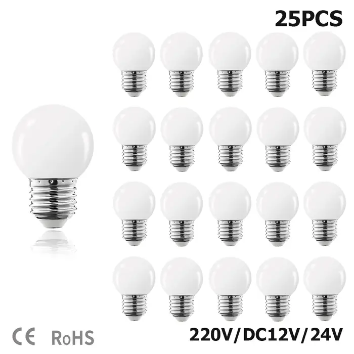 Ampoule Led Globe laiteux en plastique PC G45 SMD blanc E27 220V 12V 24V, guirlande lumineuse 2W 3W 