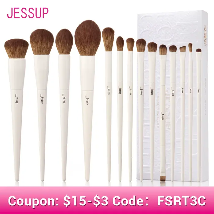 Jessup pinceaux de maquillage 10-14pc ensemble de pinceaux de maquillage fond de teint synthétique p