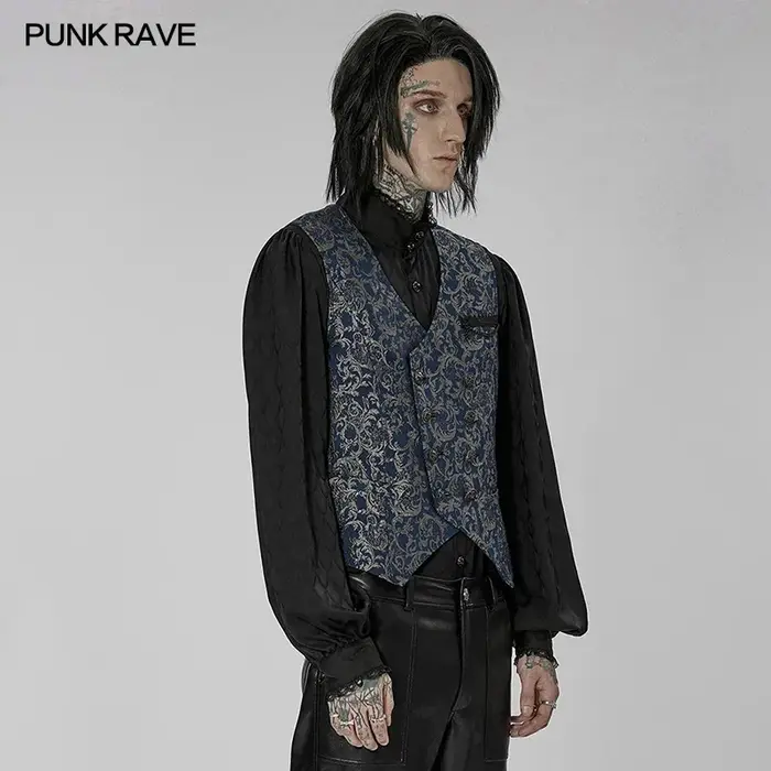 PUNK RAVE-Gilet Gothique Non artificiel astique pour Homme, Jacquard Effet 3D, Magnifique, 3 Couleur