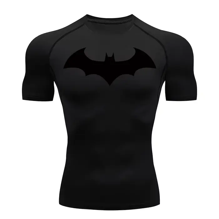 Chemise compression homme graphique chauve-souris manches courtes protection éruptions sport