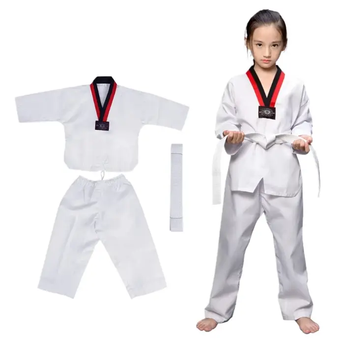 Costumes TKD à manches longues, uniformes de Taekwondo blancs, vêtements de karaté WTF Judo Dobok po