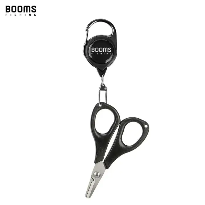 Booms Fishing – ciseaux de ligne tressée S01, avec porte-Badge rétractable, mousqueton, boîtes de ma